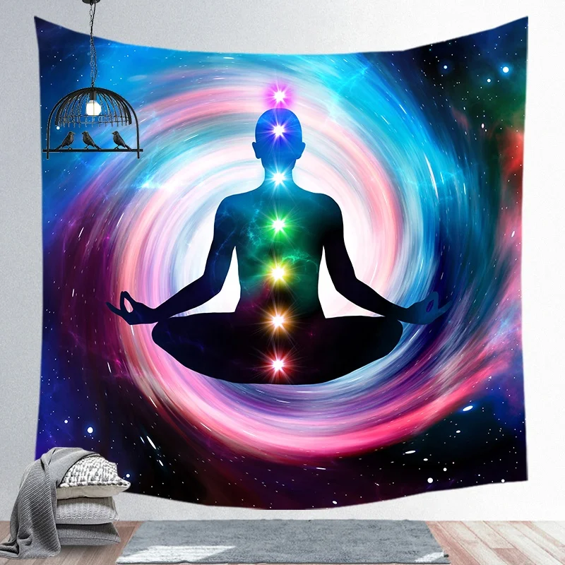  Custom printed oriental psychedelic yoga meditation spiritual wall hanging chakra