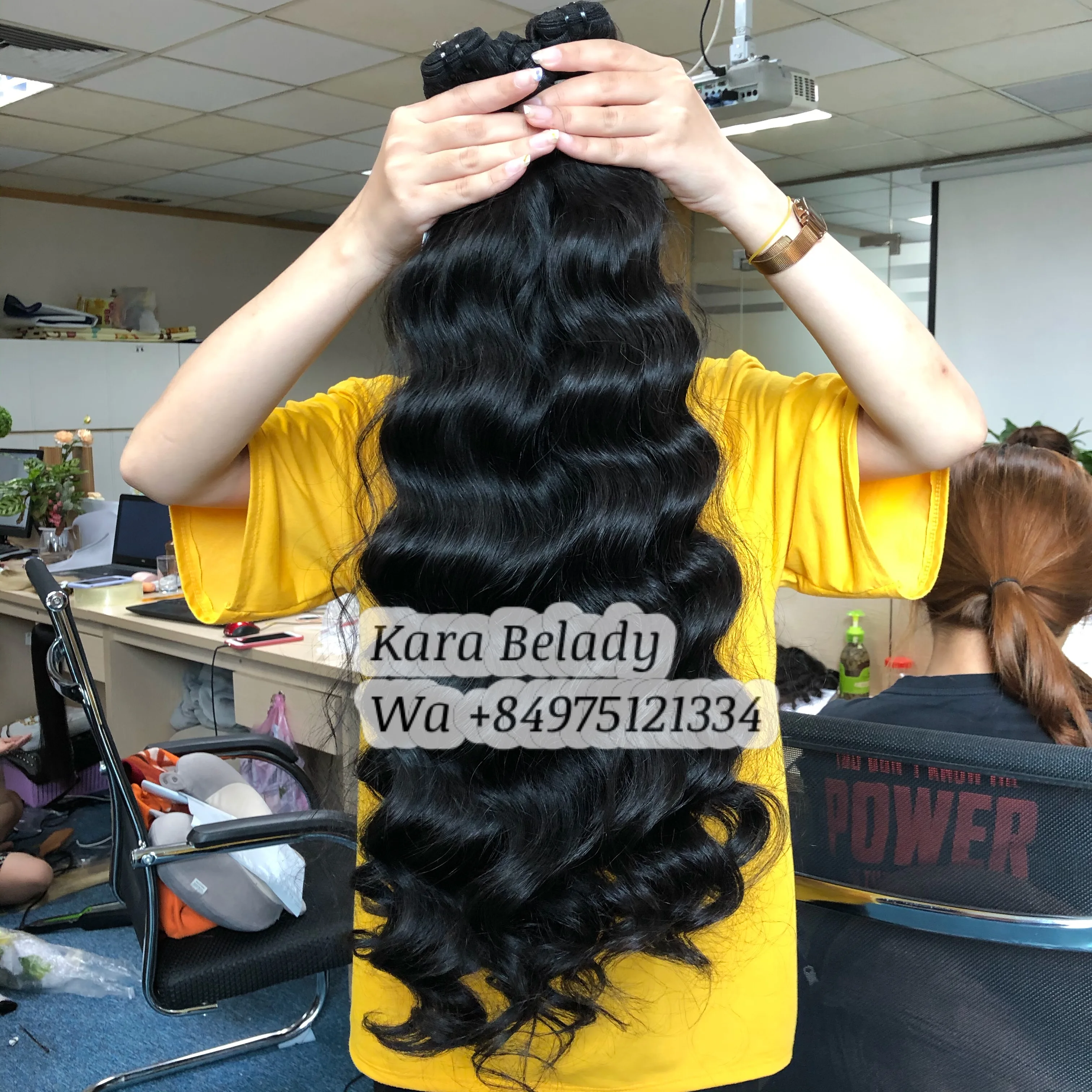 Cambodian human hair extension hair bouncy wave, unprocessed raw remy Cambodian wavy hair extensions