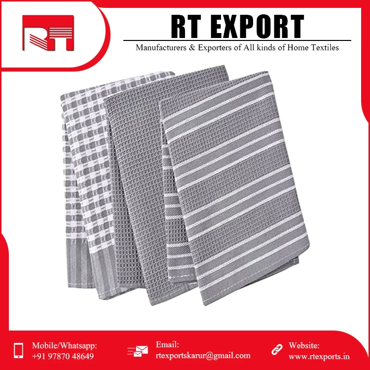 Wholesale Price Yarn Dyed Dish Towel Checks Design Custom Print Jacquard Multi Color Kitchen Towels