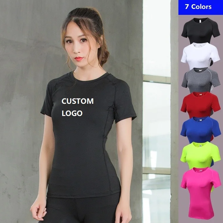 Vedo Fitness Shirt Dropshipping Custom Logo Polyester Fitness Wear Compression GYM Clothing Dry Fit Women Fitness T Shirt