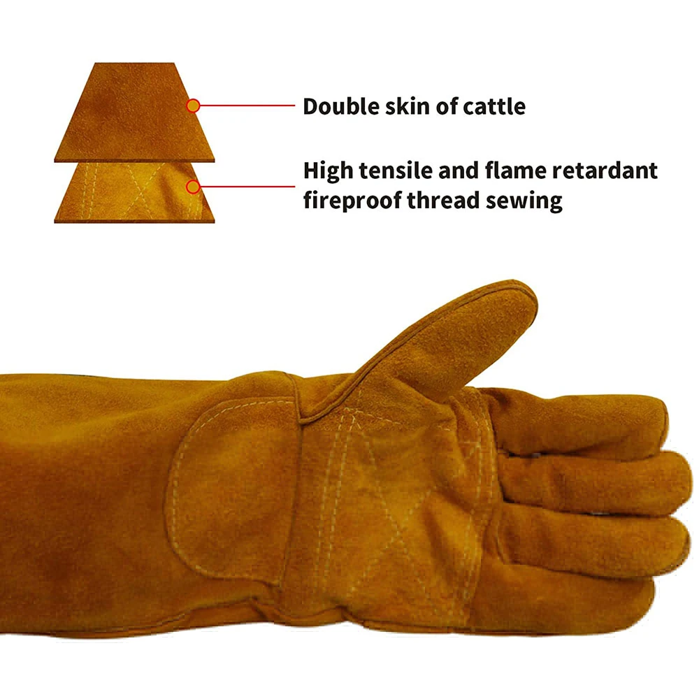 Duty Work Welding Cowhide Welding Gloves high protection heat Resistance TIG Weld gloves Cuff for Extra Protection