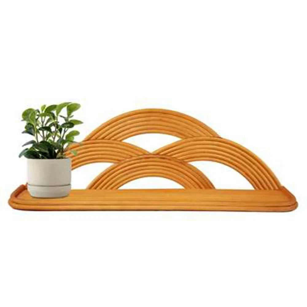 Hot selling golden rattan shelf for home decoraton natural rattan wall hanging for livingroom bedroom Direct Manufacturer & Expo