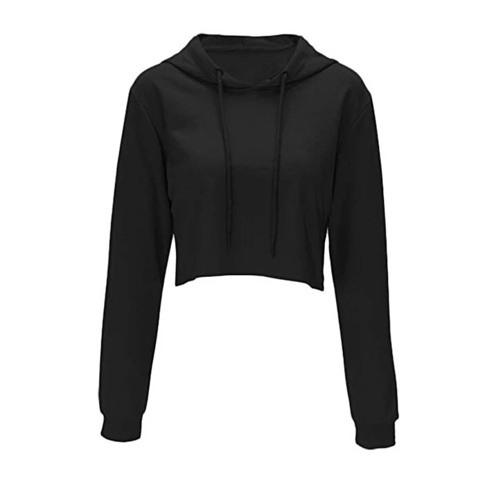 
Wholesale High Quality Custom Plain Sweaters Women Long Sleeve Crop Top Hoodies 