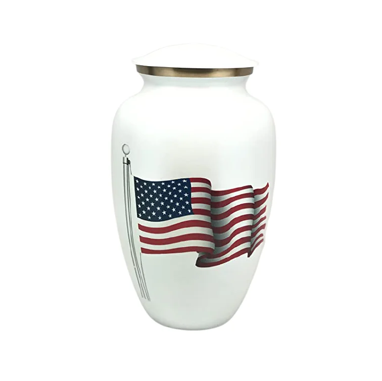 Solid Brass American Eagle Flag Cremation Urn High Quality Brass Funeral Supplies Cremation Urn for Human Ashes Adult Style  Urn