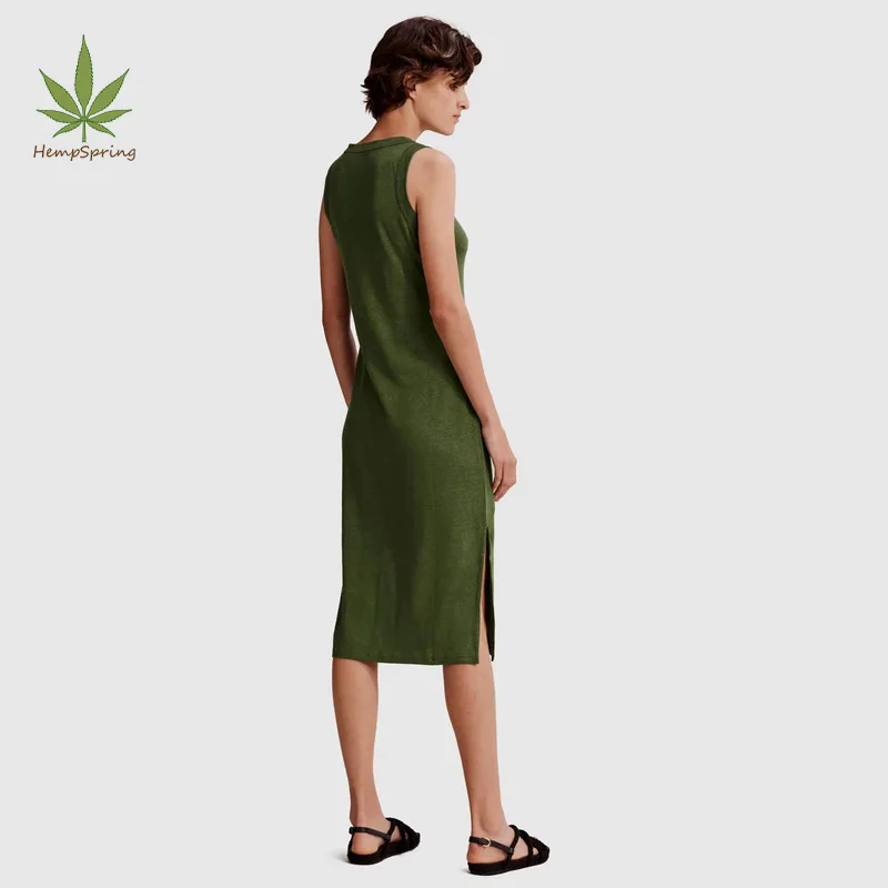 Льняное платье HempSpring для женщин юбка-жилет из органического материала 100% льняная женская повседневная юбка без рукавов льняное платье-майка Джерси