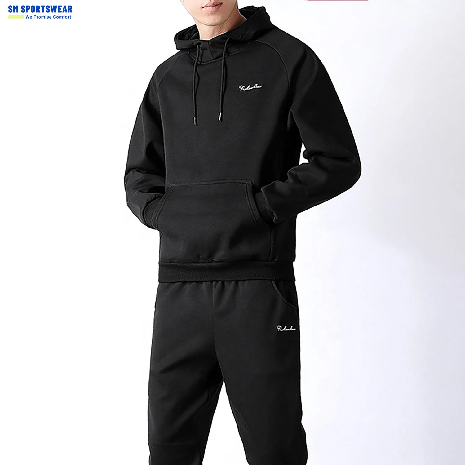  Дизайнерский свой собственный спортивный костюм 2021 индивидуальная одежда комплекты из двух предметов мужской черный