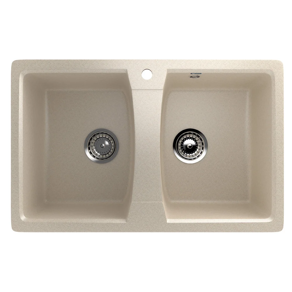 Durable composite kitchen sink ULGRAN U-402 with mixer tap hole, stone sink