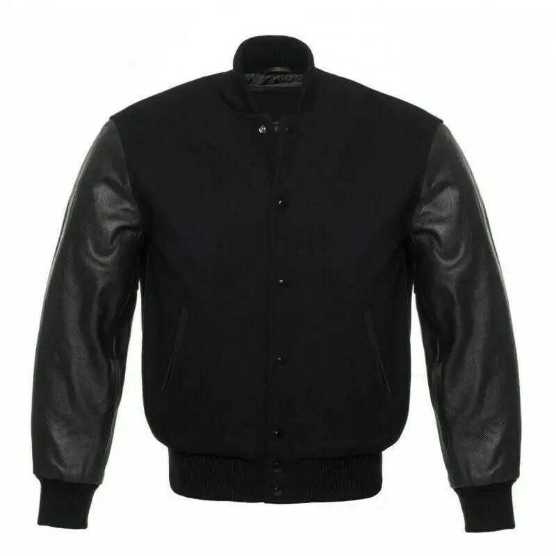 
black and dark black Wool Letterman Custom Varsity Jacket 