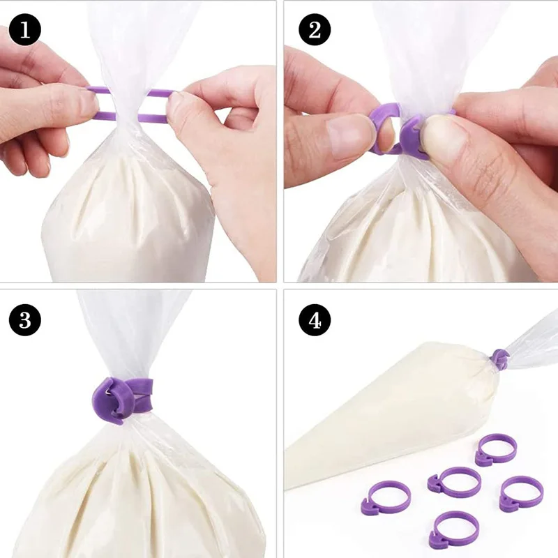 Customizable Superior Quality Silicone Piping Bag Ties Reusable Cake Decoration Bag Ties For Cake Tools