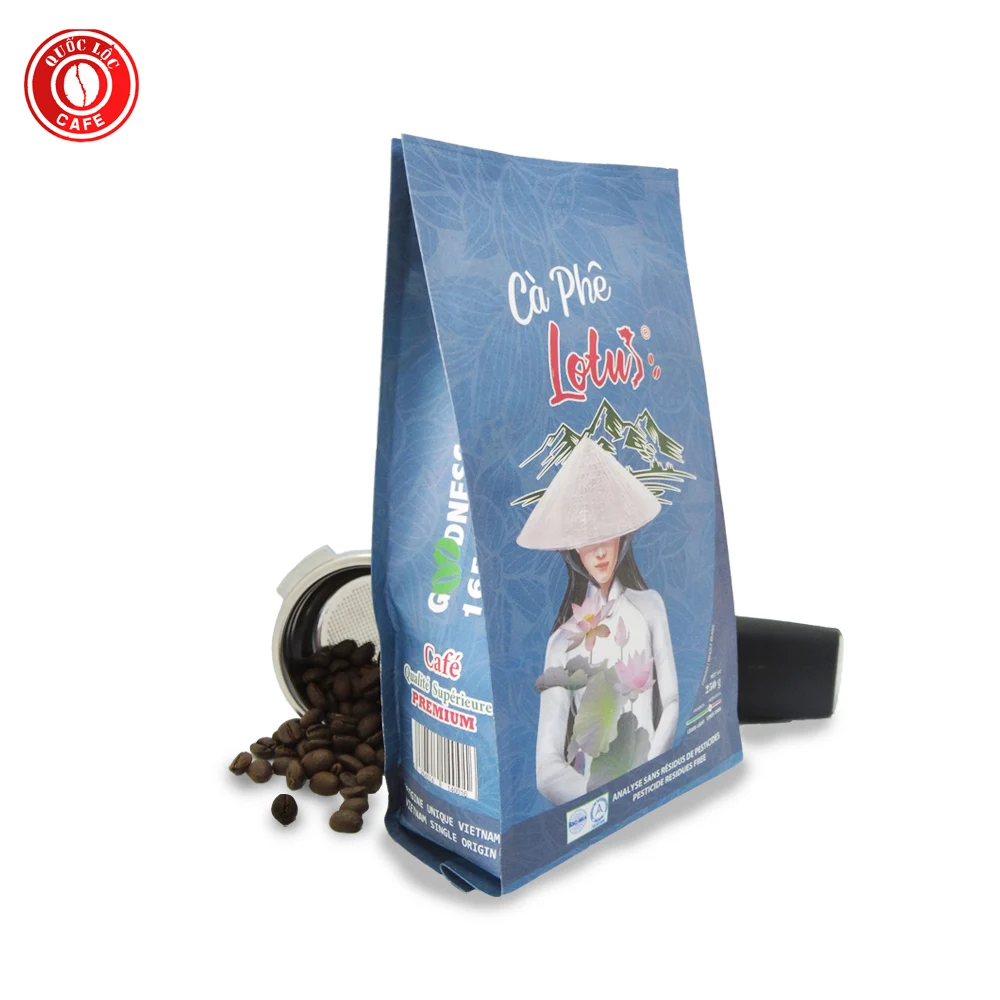  Упаковка в пакет 12 месяцев 250 грамм длительный срок годности мягкий вкус робуста и арабика Лотос кофе из Вьетнама