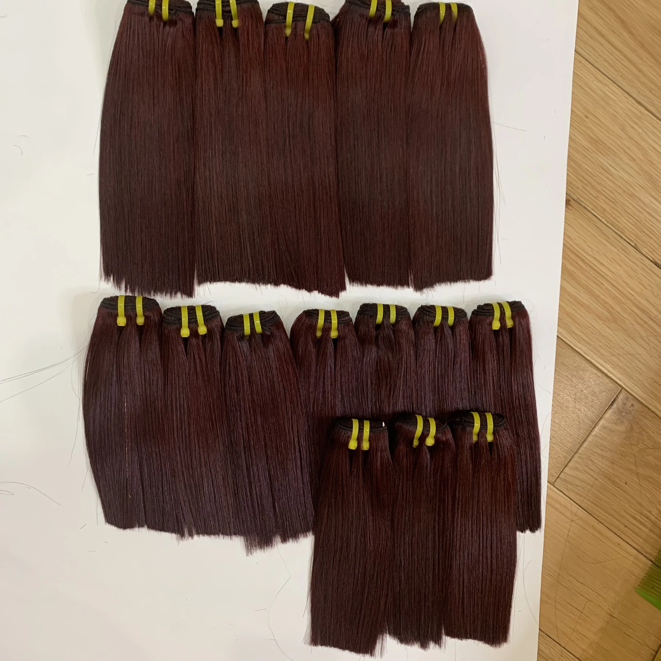 Поставщики волос бесплатный образец пряди с застежкой 100% бразильские волосы лучшее качество прямые remy из Вьетнама