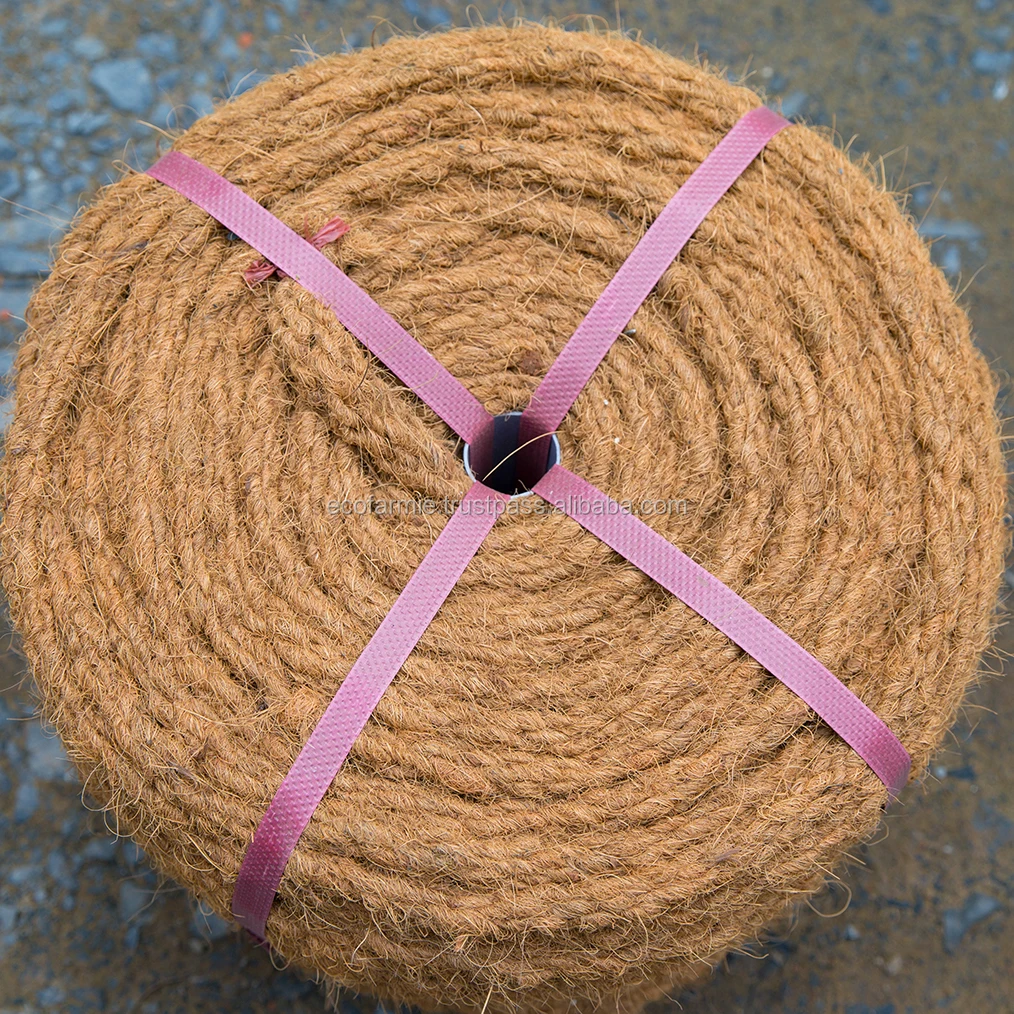 Thick Coconut Fiber Made 100% Natural Coir Ropes Husk Rope Coco Fibre Rolls Custom