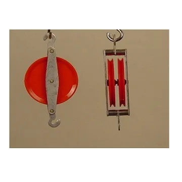 Plastic Pulleys - Rigid Colored Plastic With Deep V-Grooves Mounted In Parallel Mode On Aluminum Strips With A Hook At Each End