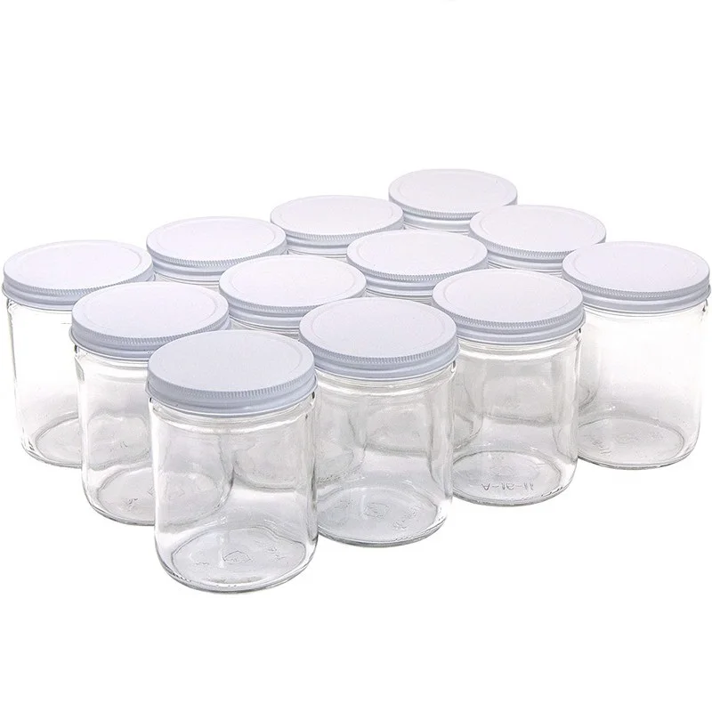 8oz 250ml clear blend glass wax candle jar with metal lid custom logo color