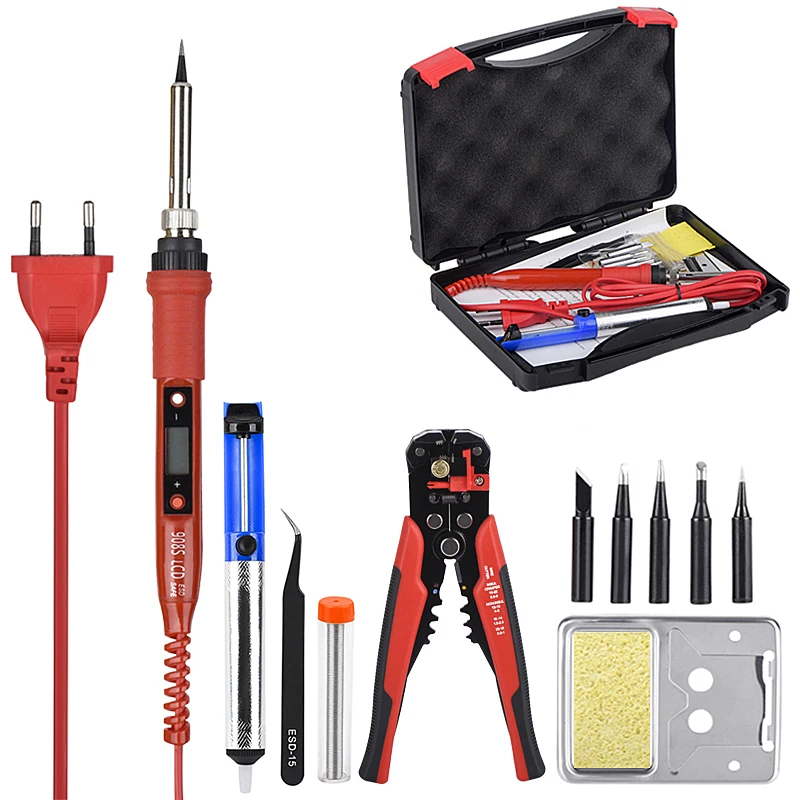 Welding Tool Adjustable Temperature Electric Soldering Iron Set Welding Solder Station with Multifunctional Wire Stripper