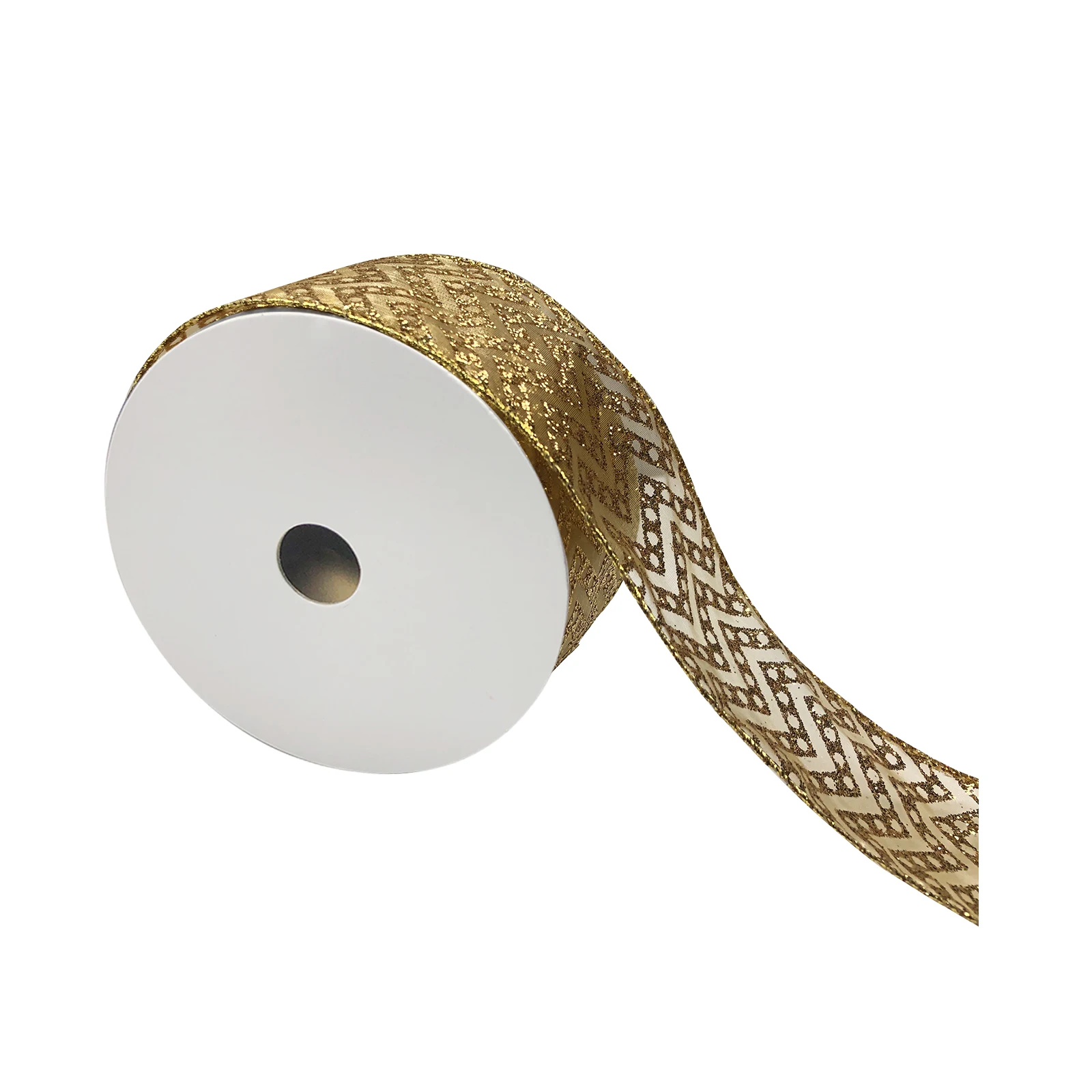 Рождественский декоративный зигзаг с блестками в горошек, лента 2,5 дюйма