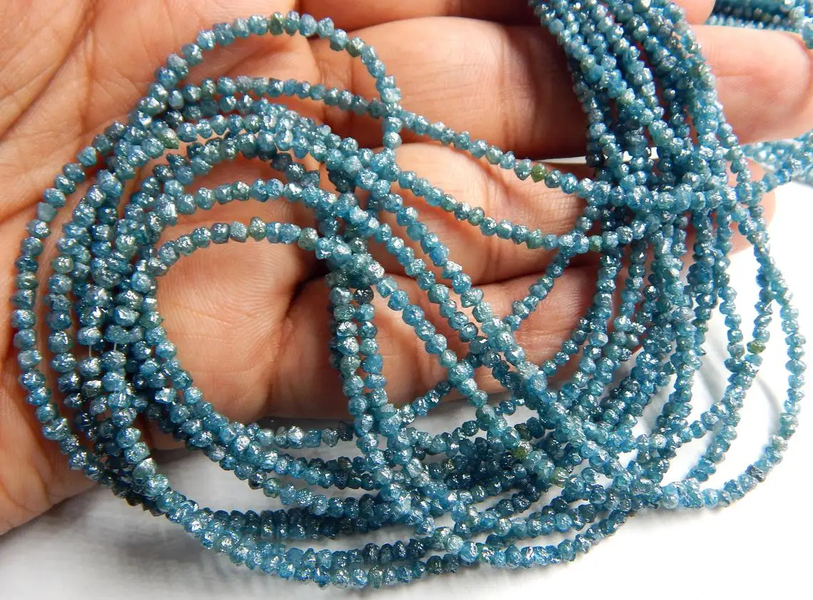 Fancy Color Rough Diamond Beads.natural Rough Diamond Beads - Cheapest Rough Diamond Beads Surat India Natural Blue Color 1-2 MM