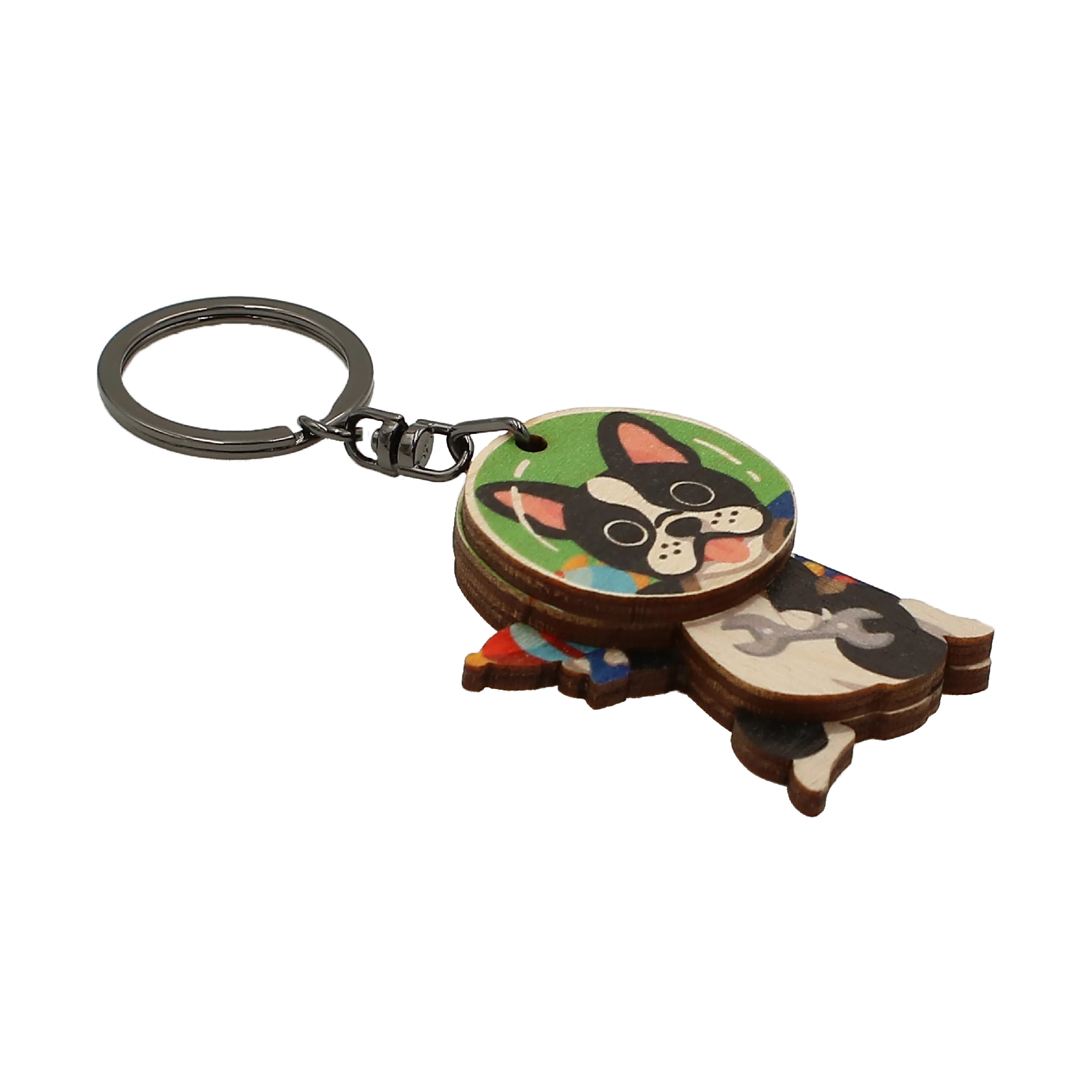 Ready to Ship 3D French Bulldog Wooden Keychain Dog Souvenirs