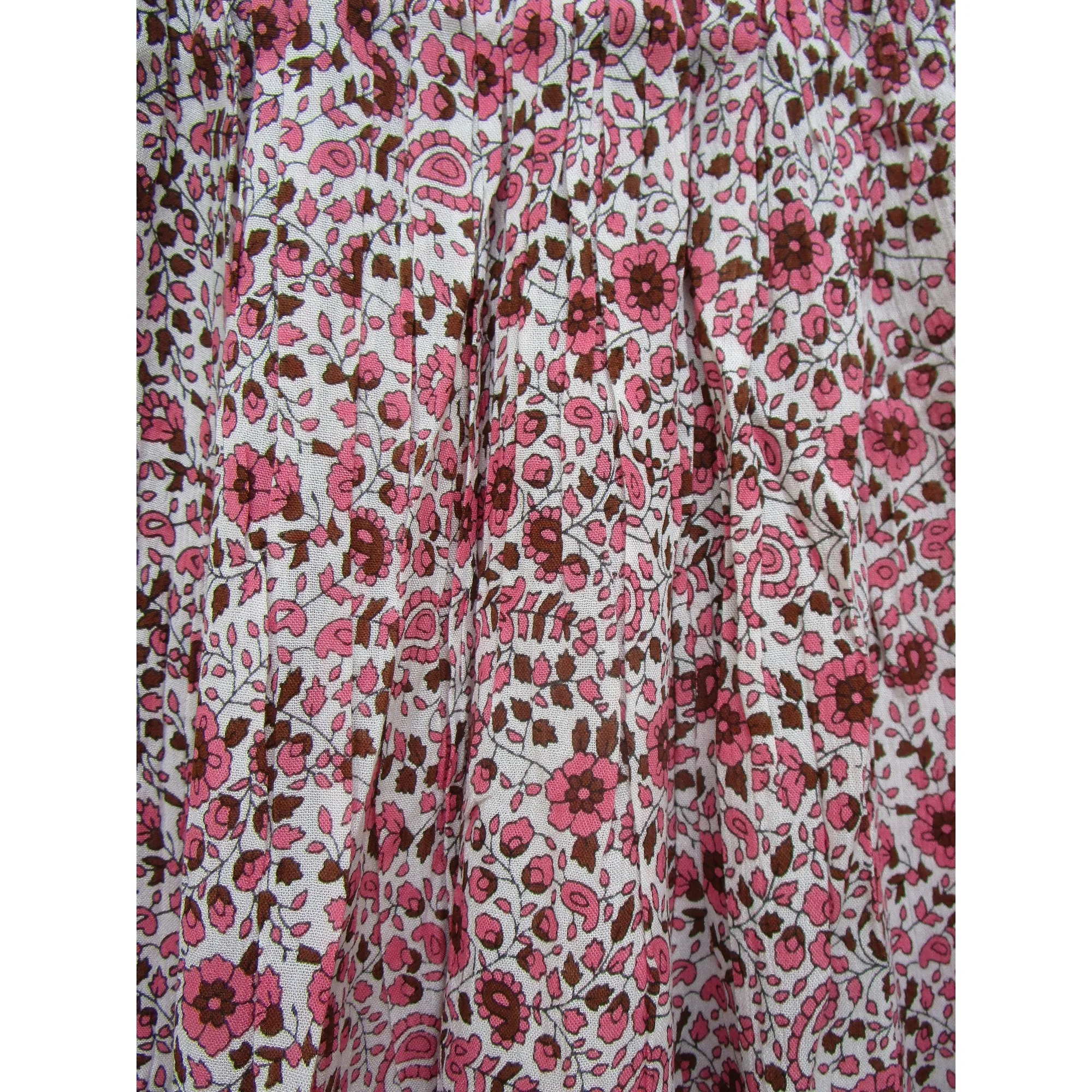 rayon pink birds and floral printed boho hippie stand collar neck maxi dress