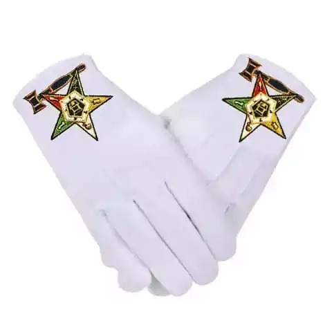 2022 New Style Masonic Gloves 100 % Cotton Gloves White  of the Eastern Star Embroidered OEM Customized