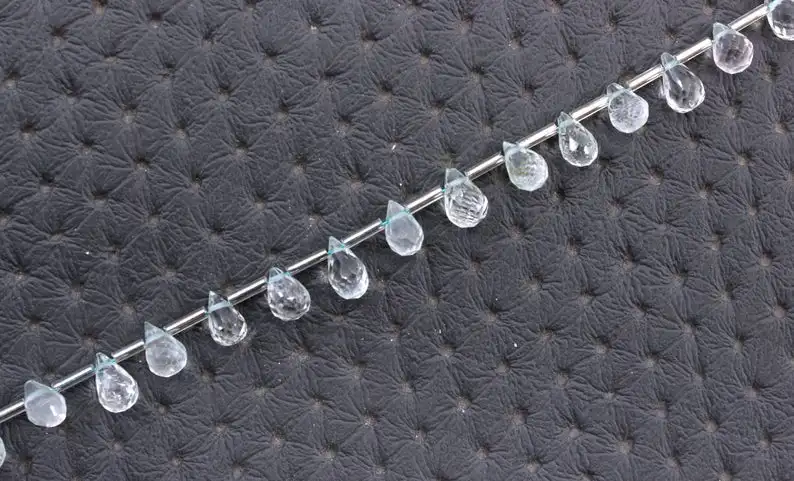 Натуральный Аквамариновый драгоценный камень 33 шт. граненые крошечные каплевидные бусины