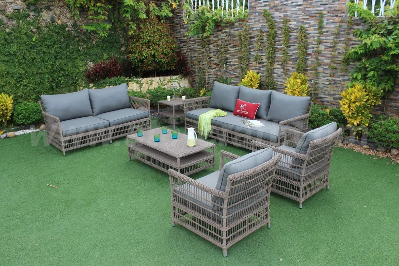 High-Durable Poly Rattan Outdoor Sofa Set Natural-Like & High Quality from Vietnam Brand Aluminum Frame for Garden Use
