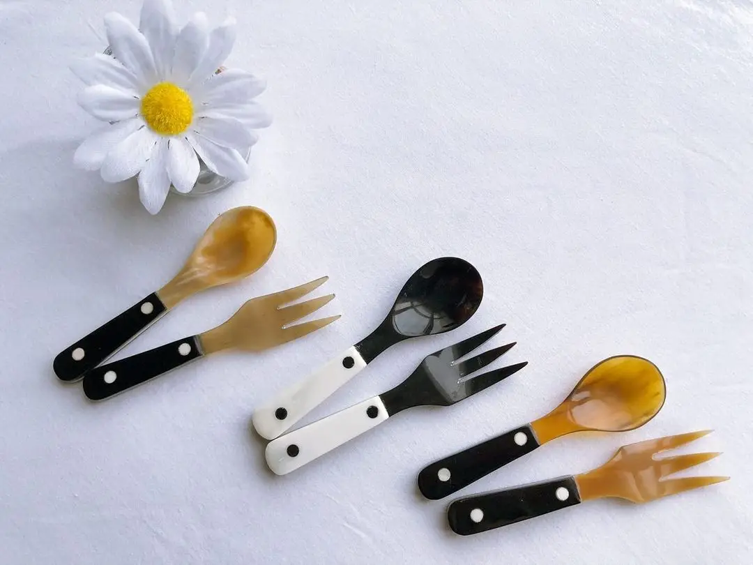 Children Horn Spoon Soup Rice Spoon Dinnerware Tableware High Quality Natural Wholesale Manufacturer Luxury Highly Polished