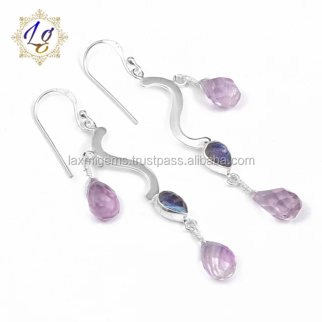 Latest design Multi Gemstone Lever back Simple women Earnings jewelry Gold Plated Gemstone Beautiful Earrings