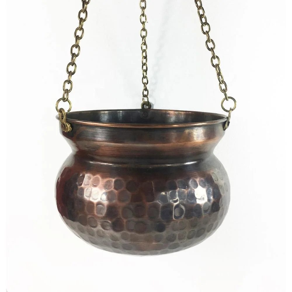 Handmade Hand Hammered Antique Look Flower Pot With Copper Hanging 11cm-15cm-17cm-20cm