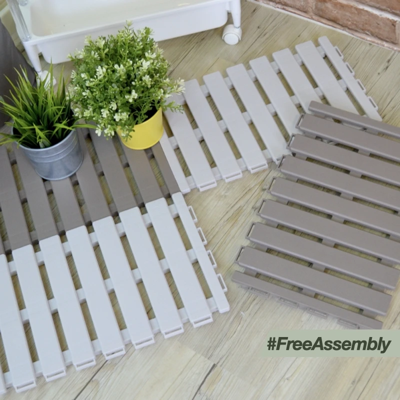 
Anti-slip Bathroom Kitchen Floor Mat Interlocking PP Shower Mats Splicing Mat Washable with Drain Hole 
