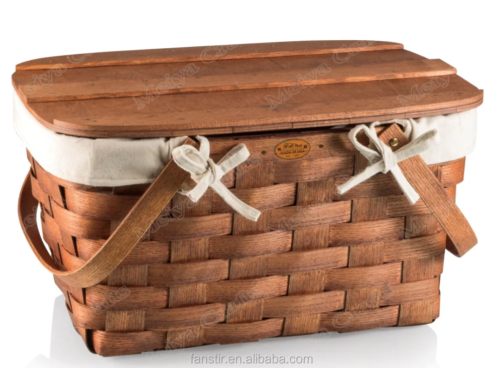 China Factory Natural Wood Clip Picnic Basket