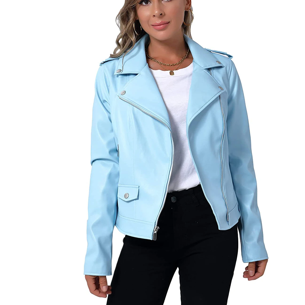 Оптовая продажа низкая цена модные кожаные байкерские Классические Куртки-бомберы с карманами на молнии для женщин большое количество