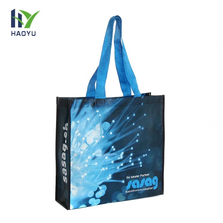 Promotional custom recycled eco friendly waterproof stitchbond laminated RPET non woven shopping bag