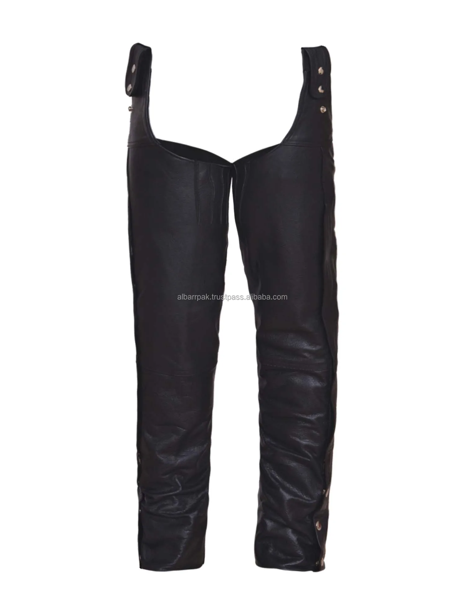 
Belt less cowhide Leather Chaps lined to below the knee available with customized logo and style 