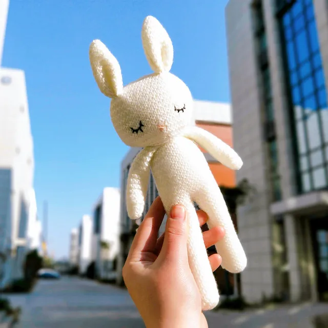 Newest Arrival Handmade Crochet Knit Toy Kids Little Rabbit Knitted Animal Doll Rabbit Stuffed Soft Plush Toy