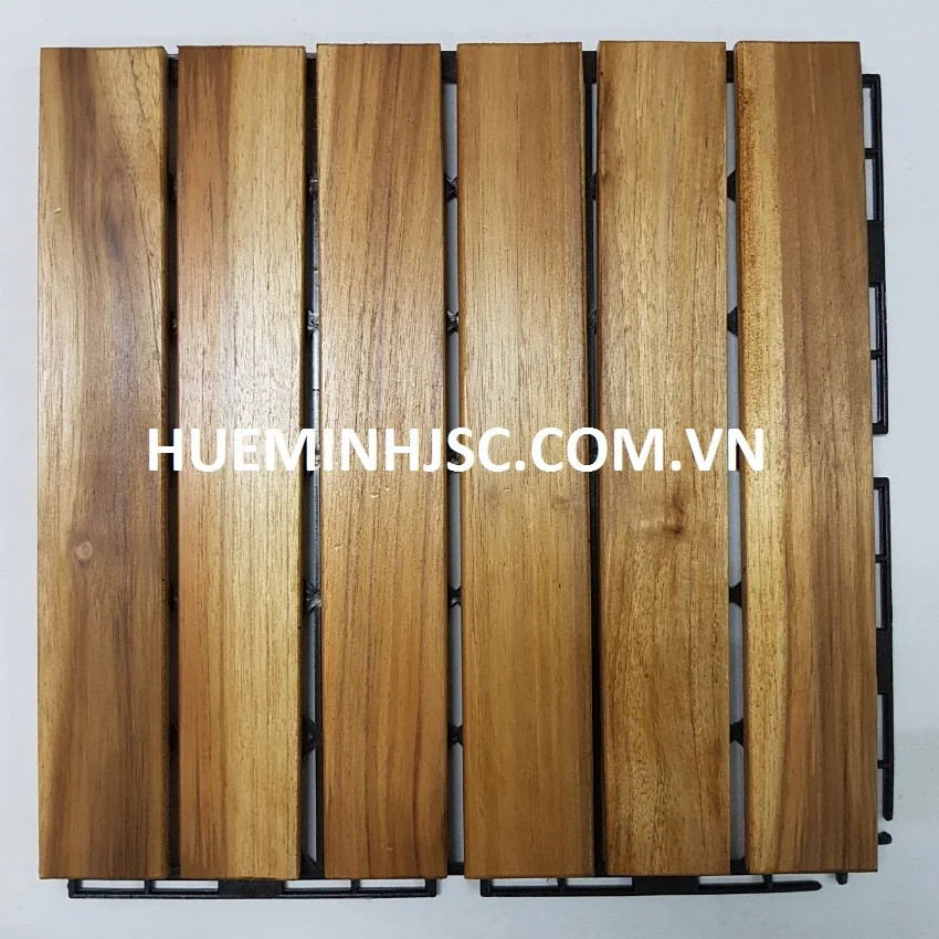 Interlocking Teak Wooden Decking tiles with Plastic Base easy to assemble environmentally friendly