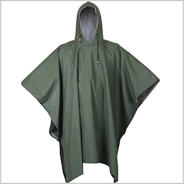Camouflage Heavy-Duty Waterproof Rain Jacket Long Nylon and Polyester Poncho Coats for Outdoor Security OEM Available