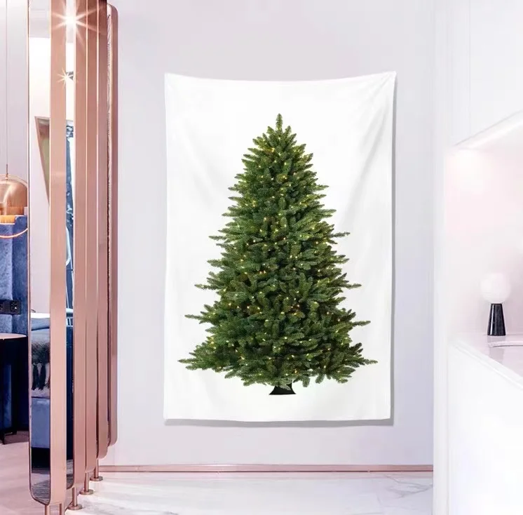 70x100 Christmas green trees without lights custom tapestry
