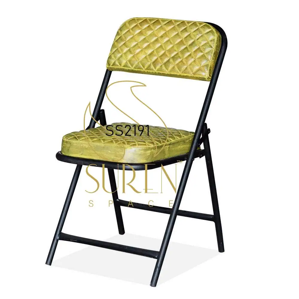 Leather Metal Folding Camping Tent Chair leather accent modern Folding chair