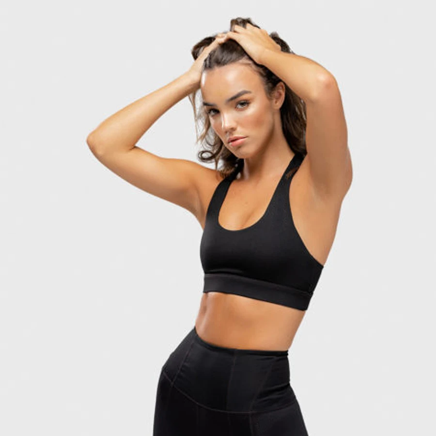 100% Bamboo Fabric Women Active wear Custom Logo Ladies Fitness Crop Top Sports Bras With Phone Pocket