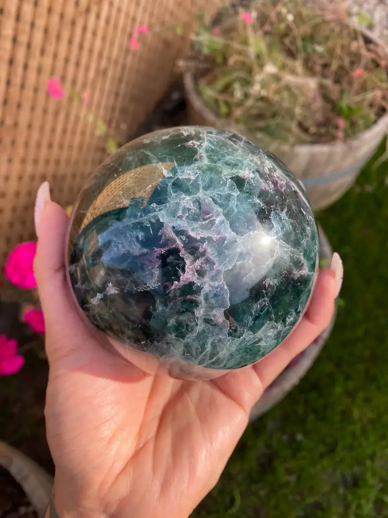 Gemstone Sphere Flourite Crystal Ball Feng Shui Love Ball Rainbow Sphere Quartz & Globe Alfazal Agate Natural 1 Kg Polished