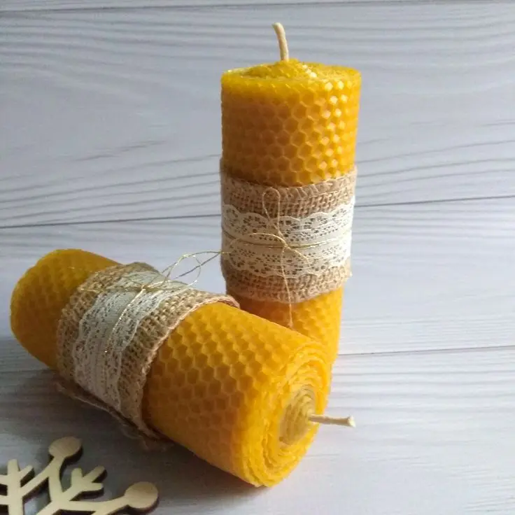 Nordic honeycomb pillar candle INS decor morandi tone candle handmade rolled beeswax candle