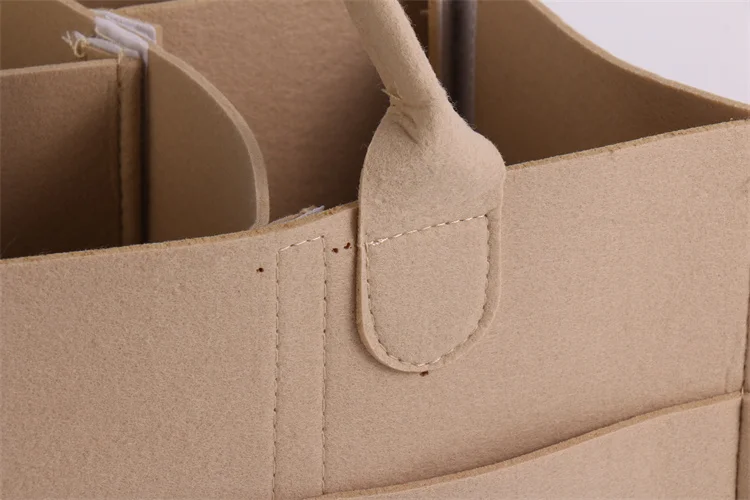 Wholesale Nursery Diaper Tote Bag Large Portable Car Travel Organizer Gray Felt Basket Baby Diaper Caddy