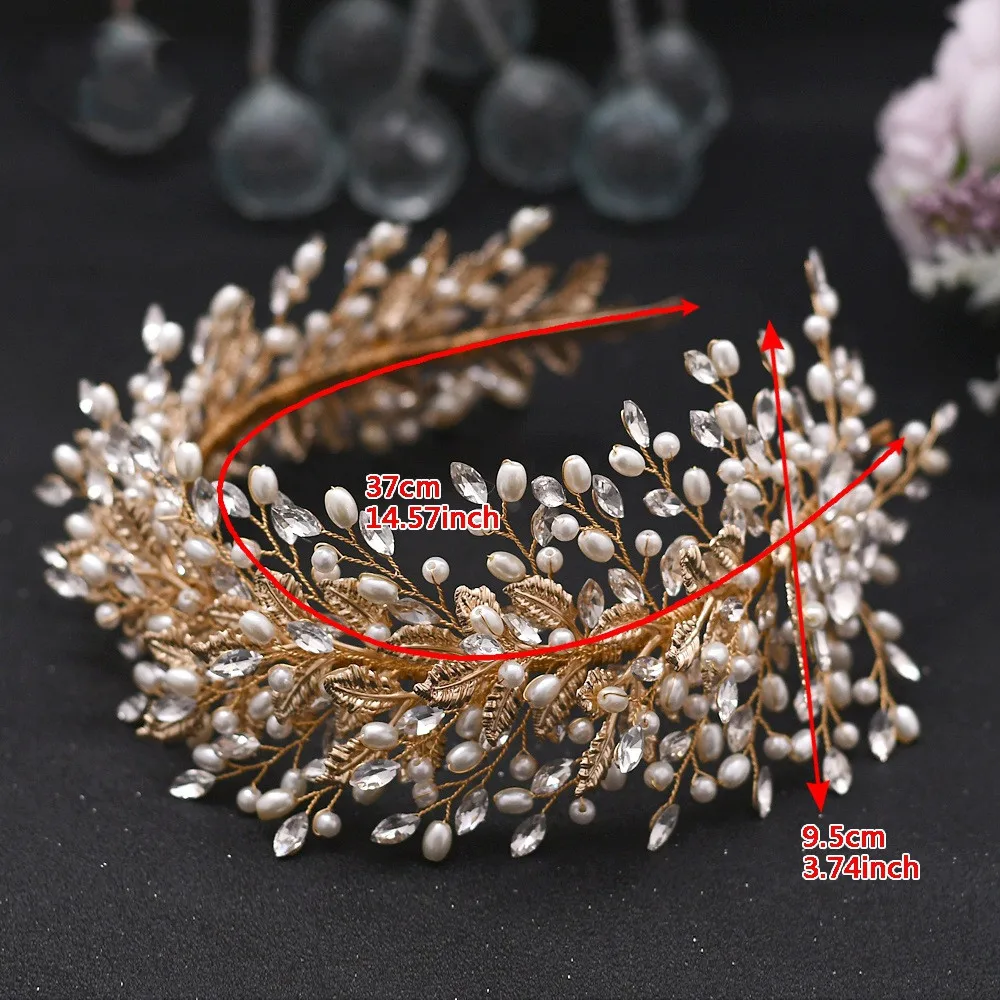 Luxury Rhinestone Wedding Headbands Glass Tiara Crystal Headpiece Bridal Hair Accessories Sliver Golden Headband