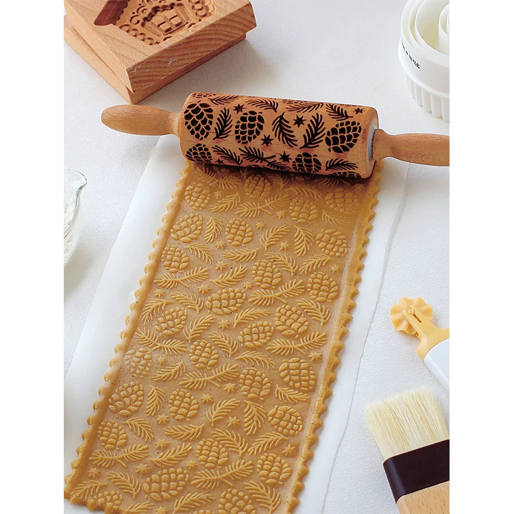 Оптовая продажа, деревянные кухонные принадлежности для выпечки, рождественское печенье, Пряничный хлеб, деревянный ролик для тиснения