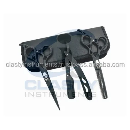 BARBER SCISSORS KIT SHAVING RAZORS SET