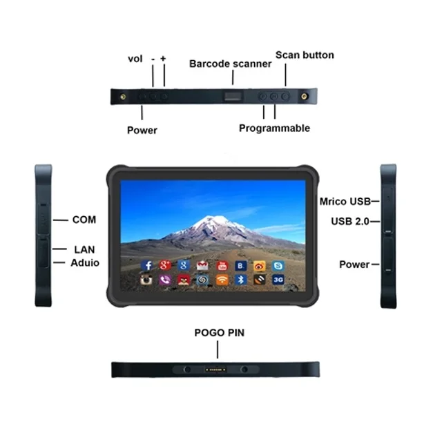 Прочный промышленный планшет с сенсорным экраном 10 дюймов Windows