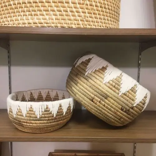 Wholesale Handicraft Round Woven Hyacinth Cotton Rope Basket Set 2 Pcs Storage Baskets Contact us for Best Price