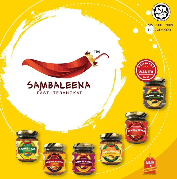 Горячая Распродажа, Малайзия, Sambal Penyet Sambaleena Red Chilli Sambal Halal сертификат, паста с красным чили (150 г)