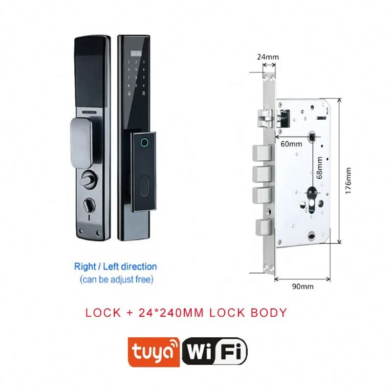 tuya Code Fingerprint Mechanical Key card unlock by app home automation system multi-functional smart electronic door locks